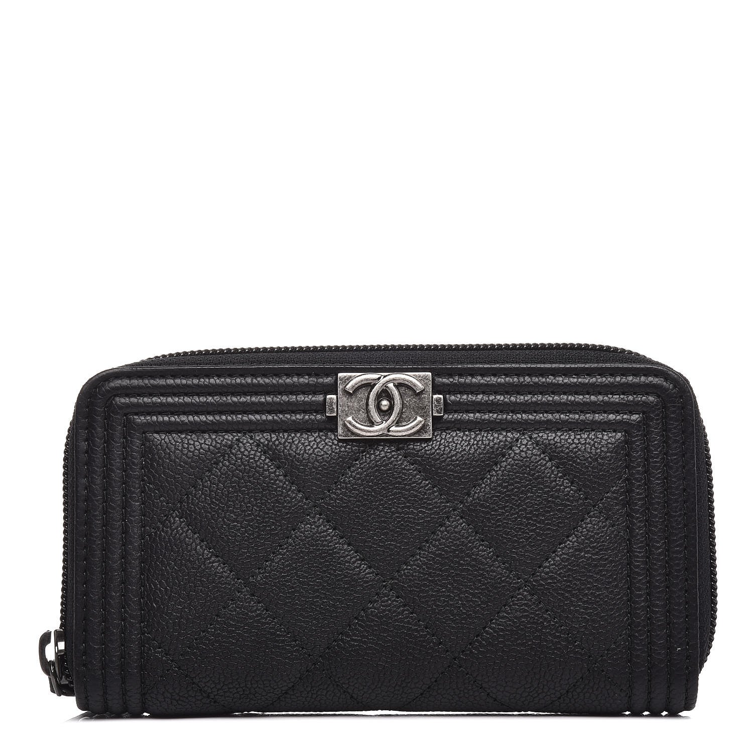 Chanel Caviar Quilted Small Boy Zip Around Wallet Black 1 of 9