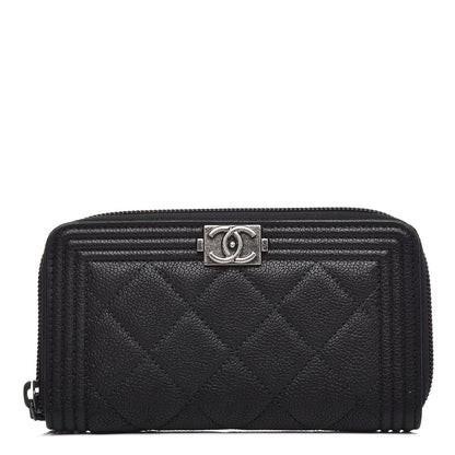 Chanel Caviar Quilted Small Boy Zip Around Wallet Black 1 of 9