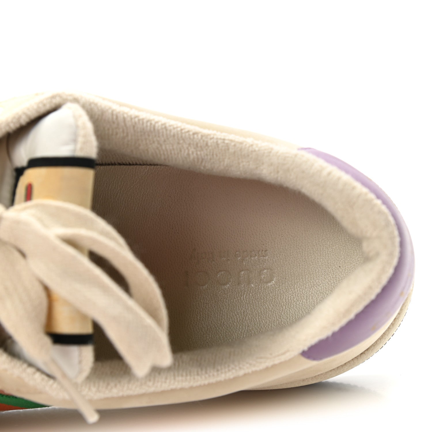 Gucci Moire Fabric Nubuck Web Womens Screener Sneakers 39 Cinnamon Dusty Milk New Lavender 7 of 8