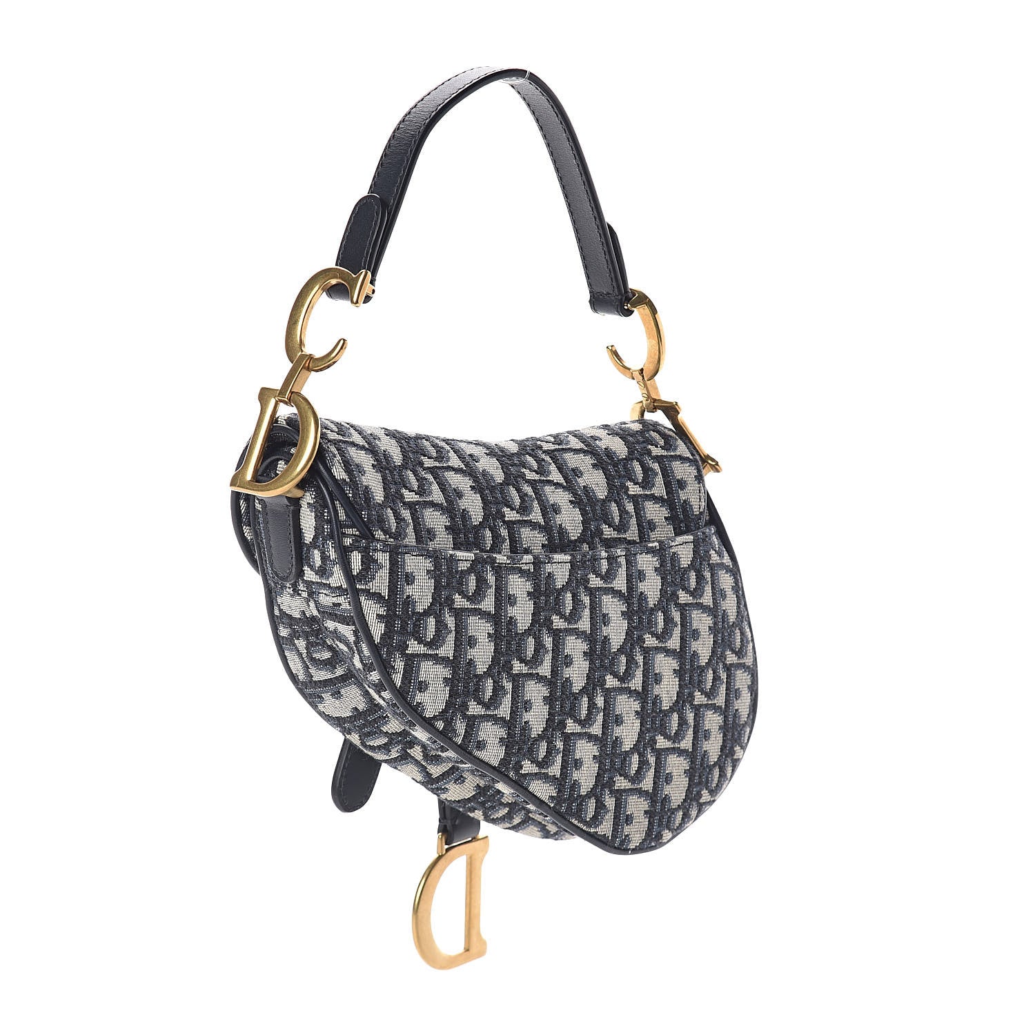 Christian Dior Oblique Mini Saddle Bag Blue 3 of 9