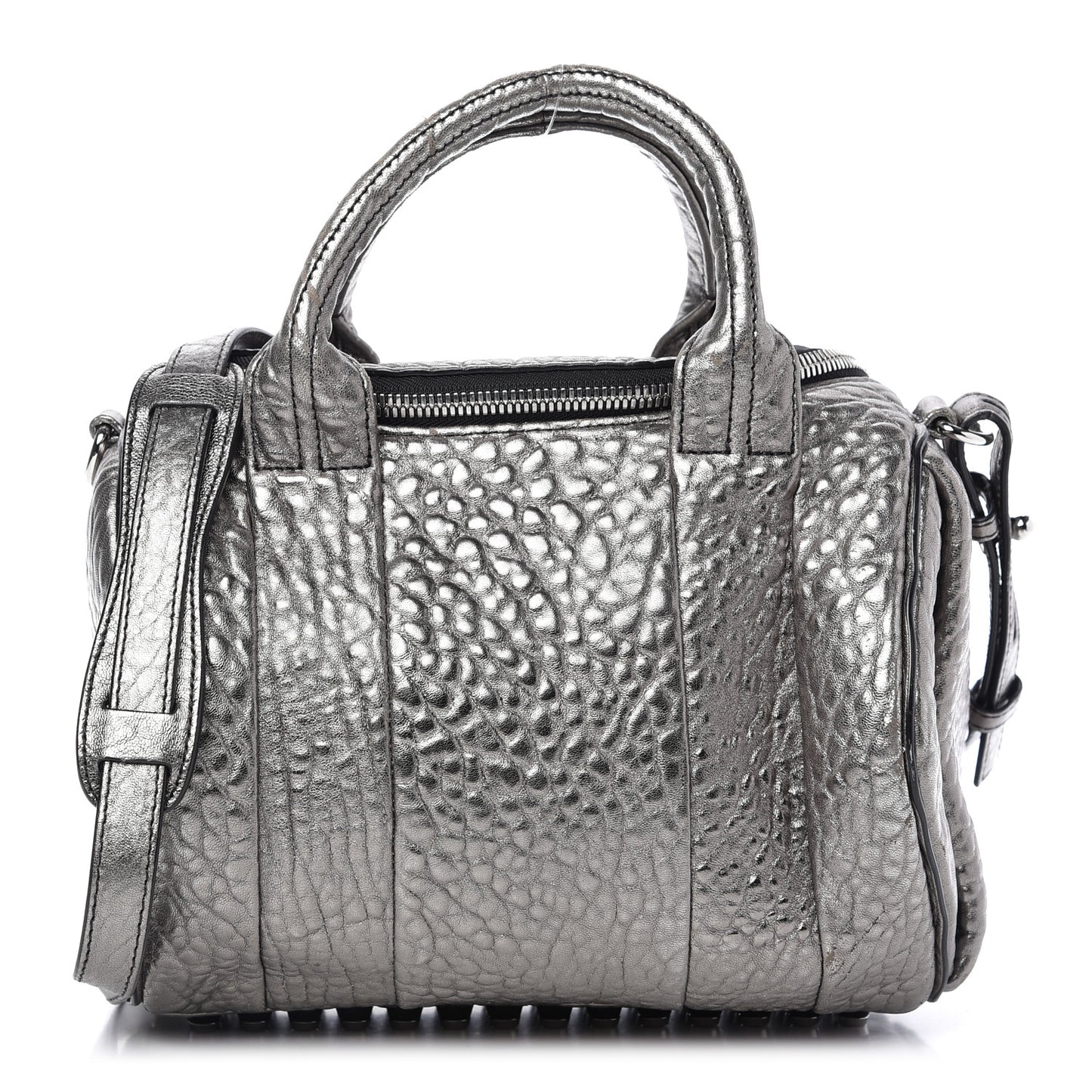 Metallic Pebbled Lambskin Rockie Carbon Silver Hardware