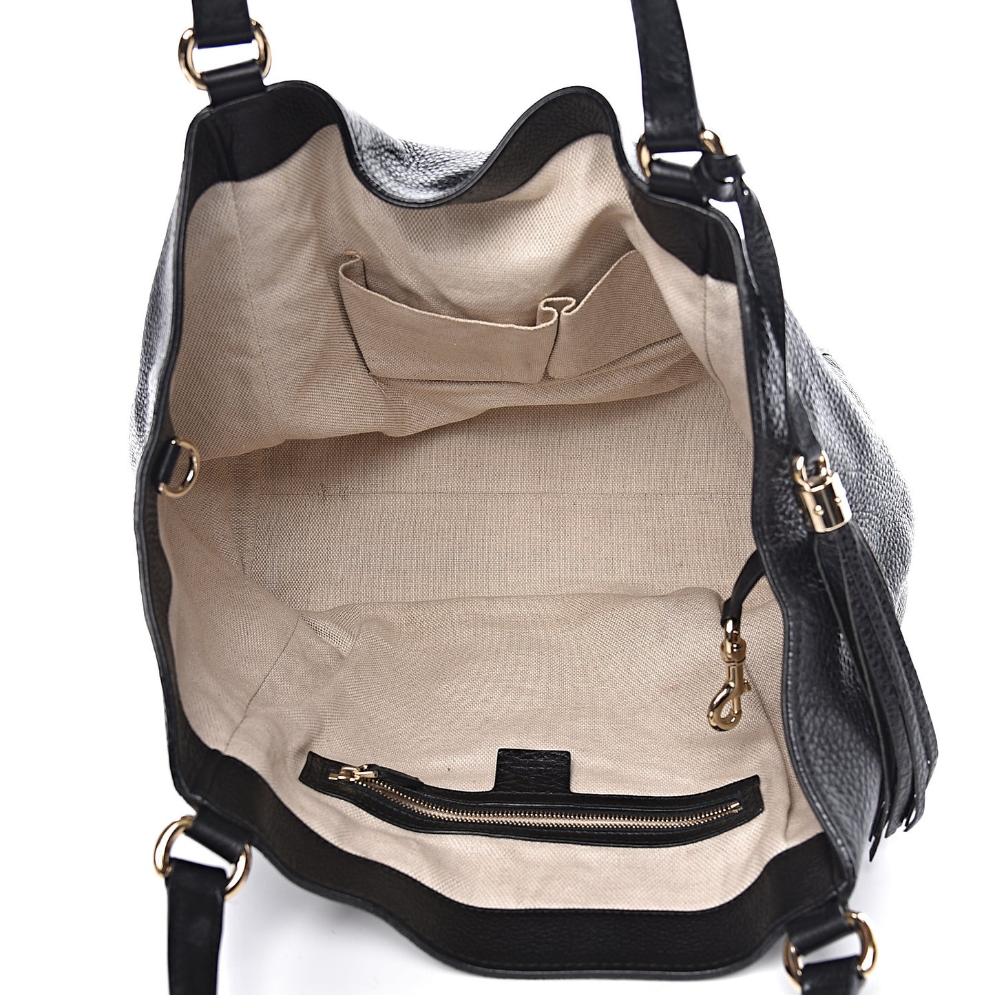 Pebbled Calfskin Medium Soho Shoulder Bag Black