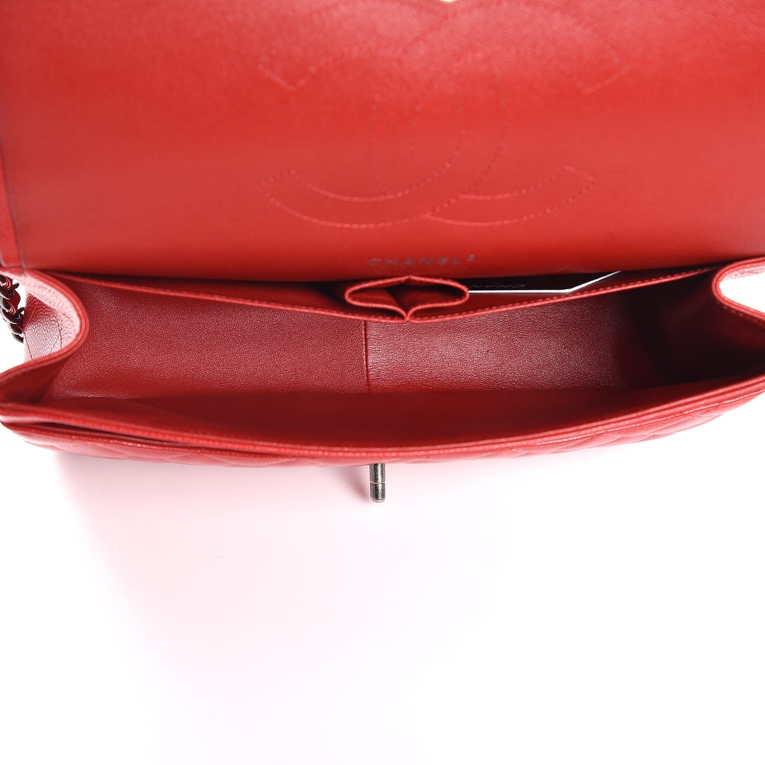 Chanel Caviar Quilted Jumbo Double Flap Red 6 of 9