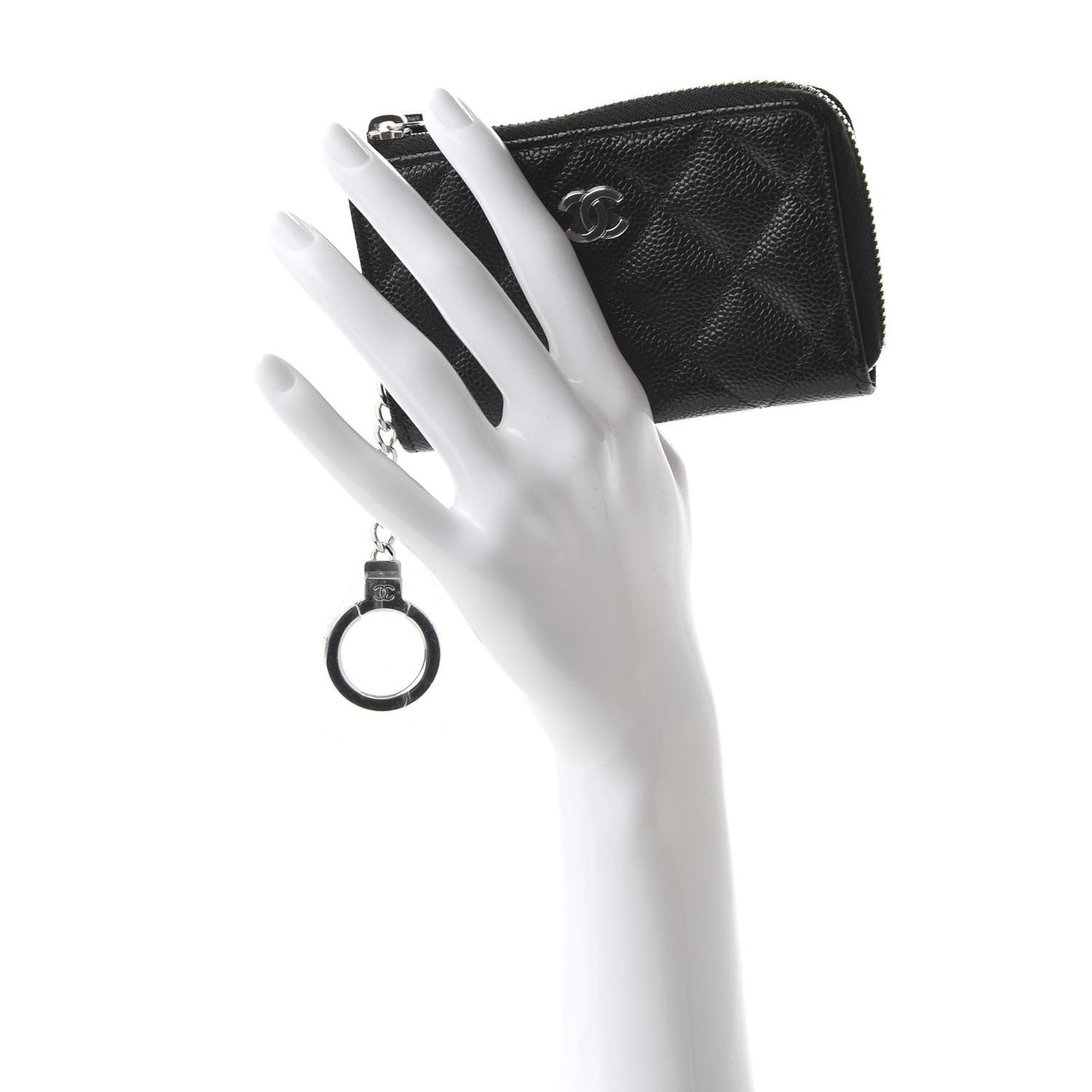 Caviar Quilted Key Holder Case Black