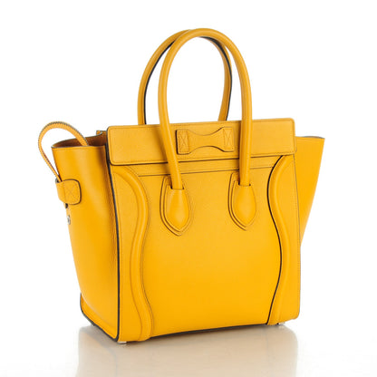 Celine Drummed Calfskin Mini Luggage Ocre 3 of 8