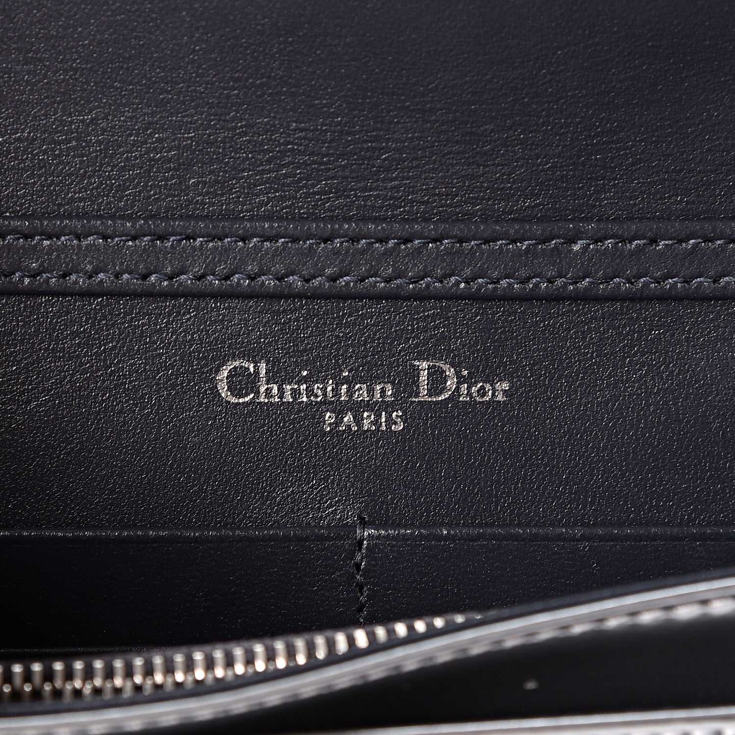 Christian Dior Metallic Patent Micro-Cannage Diorama Wallet on Chain Pouch Silver 5 of 8