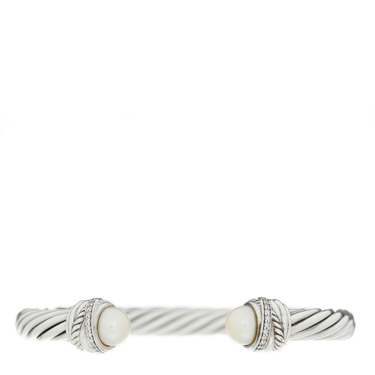 Sterling Silver Diamond Pearl 7mm Crossover Bracelet