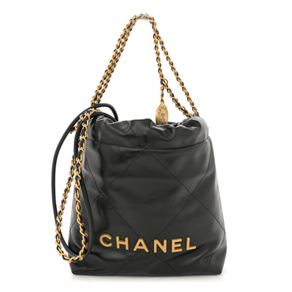 Chanel Shiny Calfskin Quilted Mini Chanel 22 Black 1 of 10