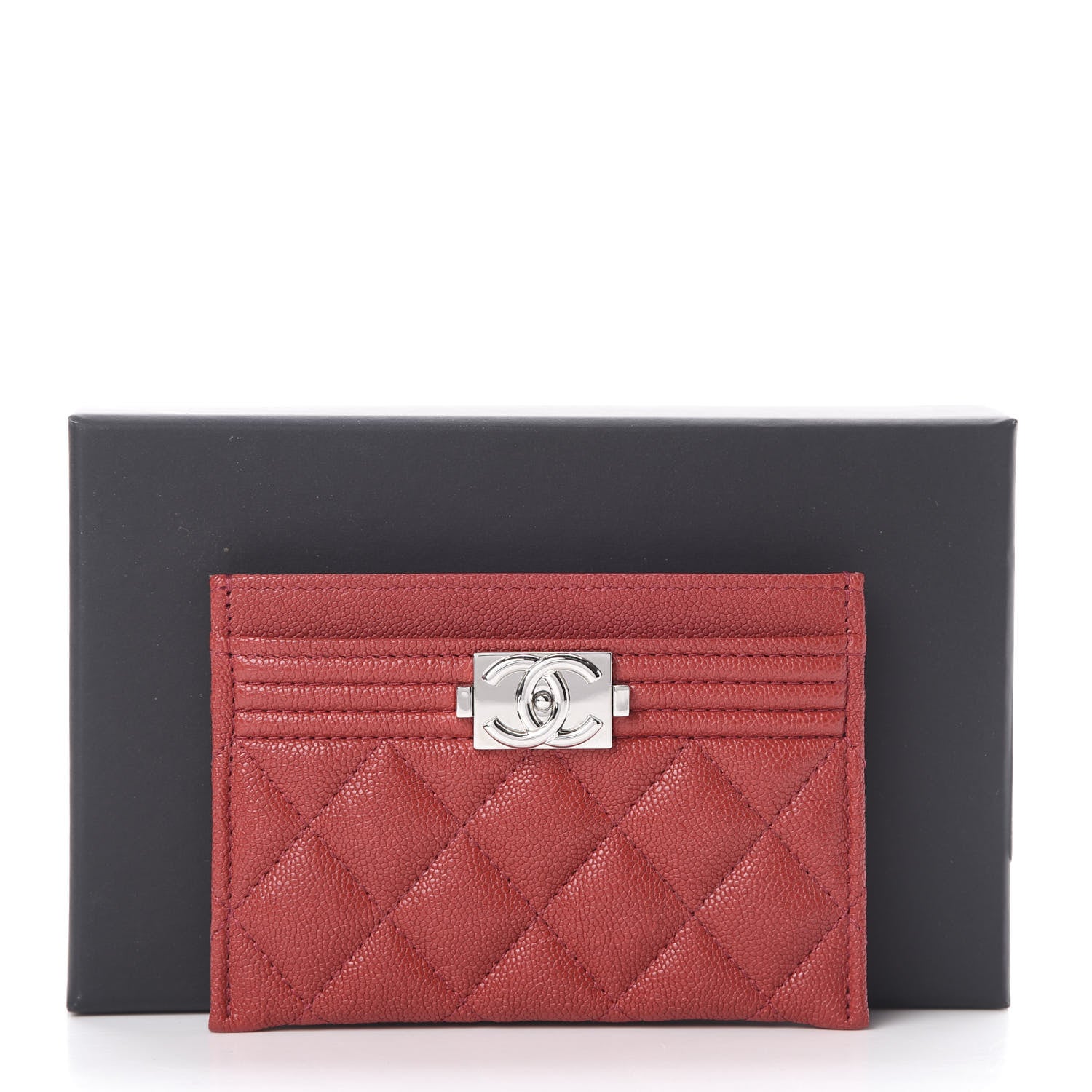 Chanel Caviar Quilted Boy Card Holder Red 9 of 9