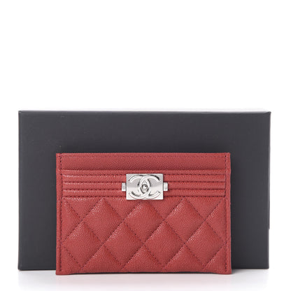 Chanel Caviar Quilted Boy Card Holder Red 9 of 9