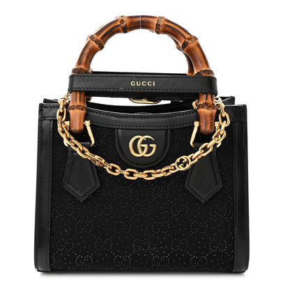 Gucci New Canvas Charisma Calfskin Crystal GG Monogram Mini Diana Tote Black 1 of 12