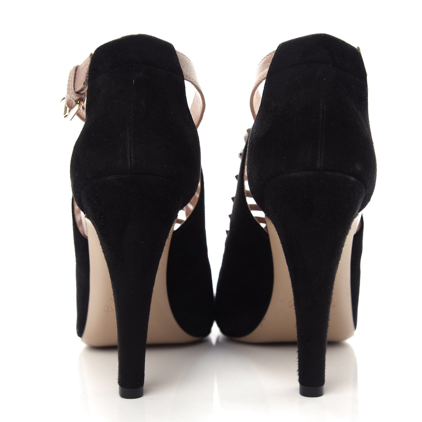 Suede Rockstud Caged Sandals 37 Black