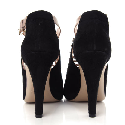 Valentino Garavani Suede Rockstud Caged Sandals 37 Black 7 of 10