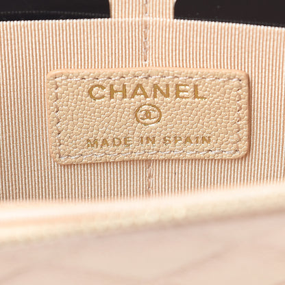 Chanel Iridescent Caviar Quilted Classic Pouch With Handle Beige 6 of 10