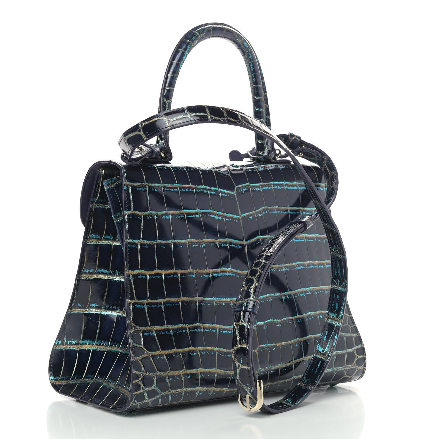Delvaux Iridescent Alligator MM Brillant Satchel Blue 3 of 10
