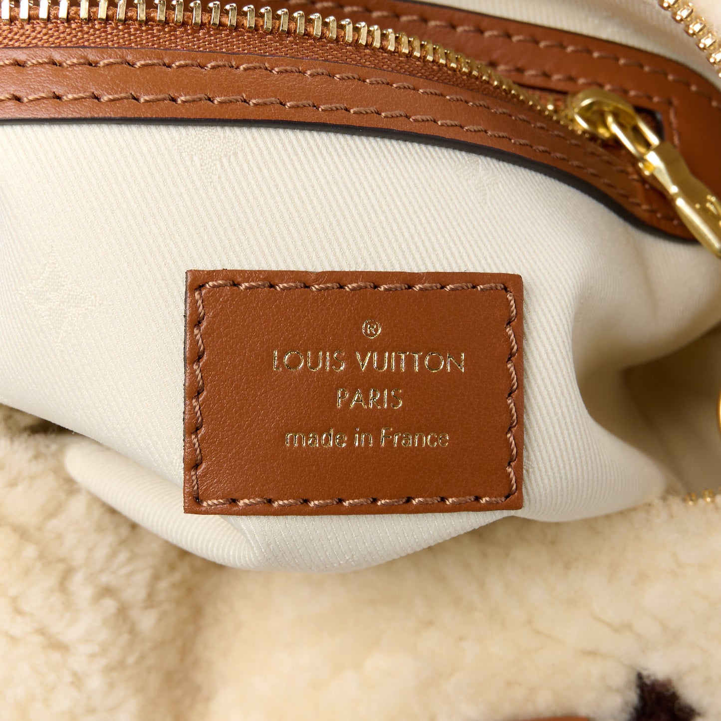 Monogram Shearling Speedy Bandouliere 25 Cream Brown