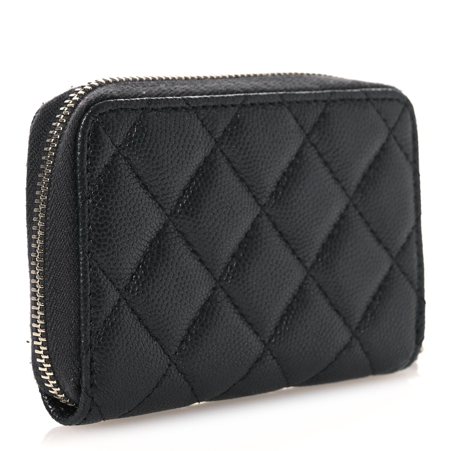 Chanel Metallic Caviar Quilted CC Zip Around Coin Purse Wallet Dark Grey 3 of 8