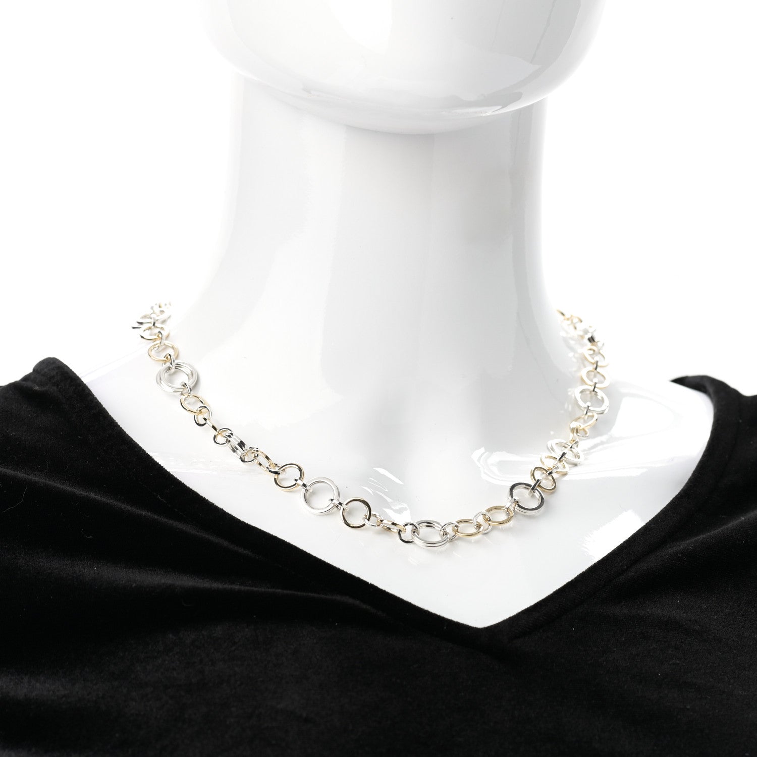 Tiffany Sterling Silver 18K Yellow Gold Interlocking Circles Link Necklace 2 of 5