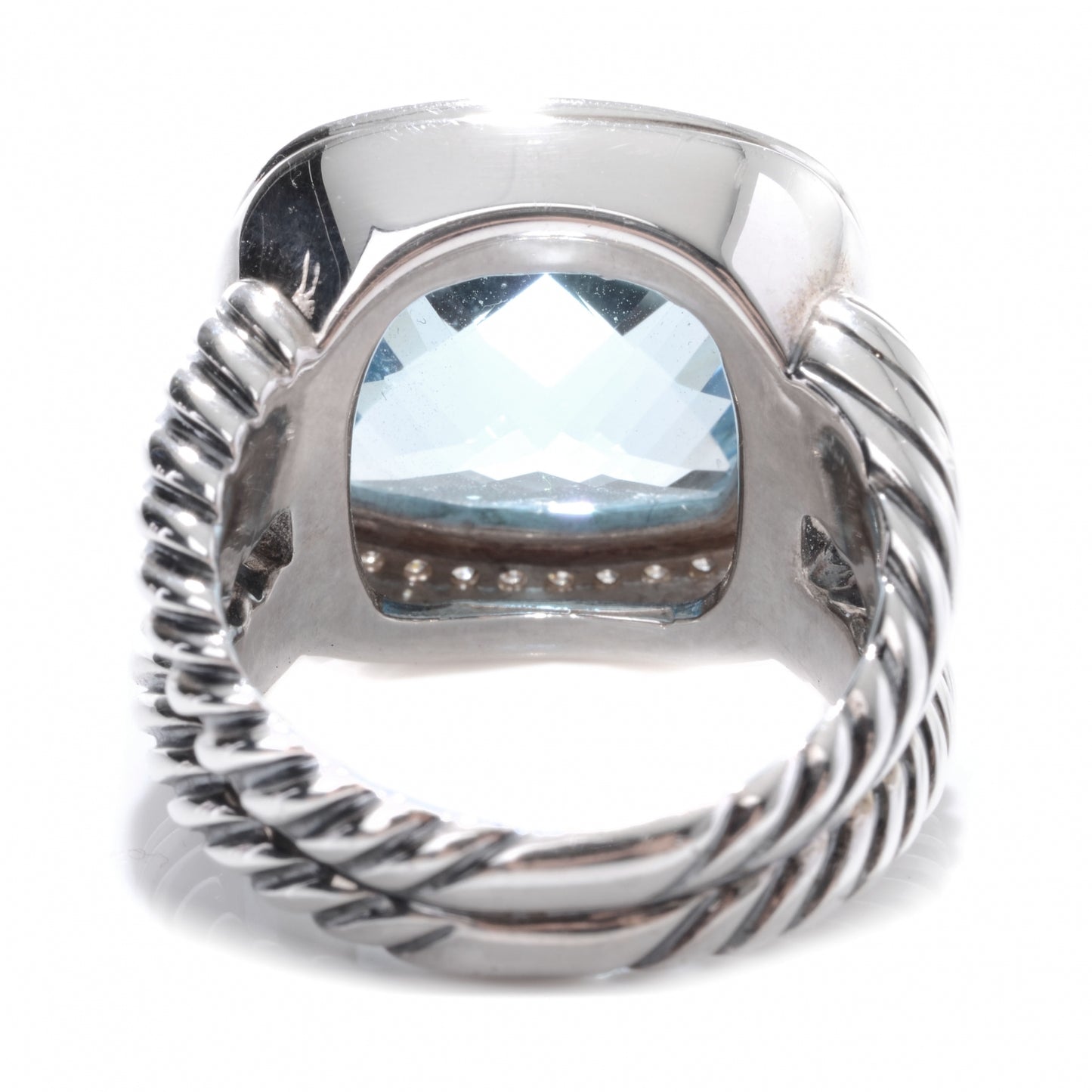 Sterling Silver Diamond Blue Topaz 14mm Albion Ring 54 7