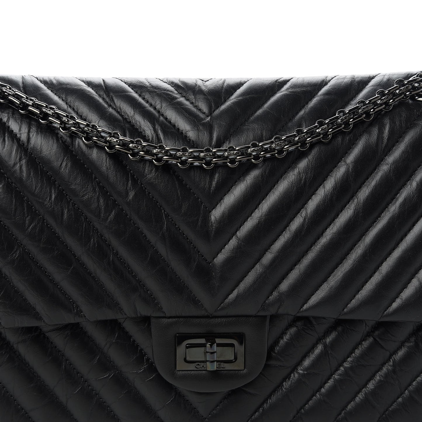 Aged Calfskin Chevron Quilted 2.55 Reissue 226 So Black