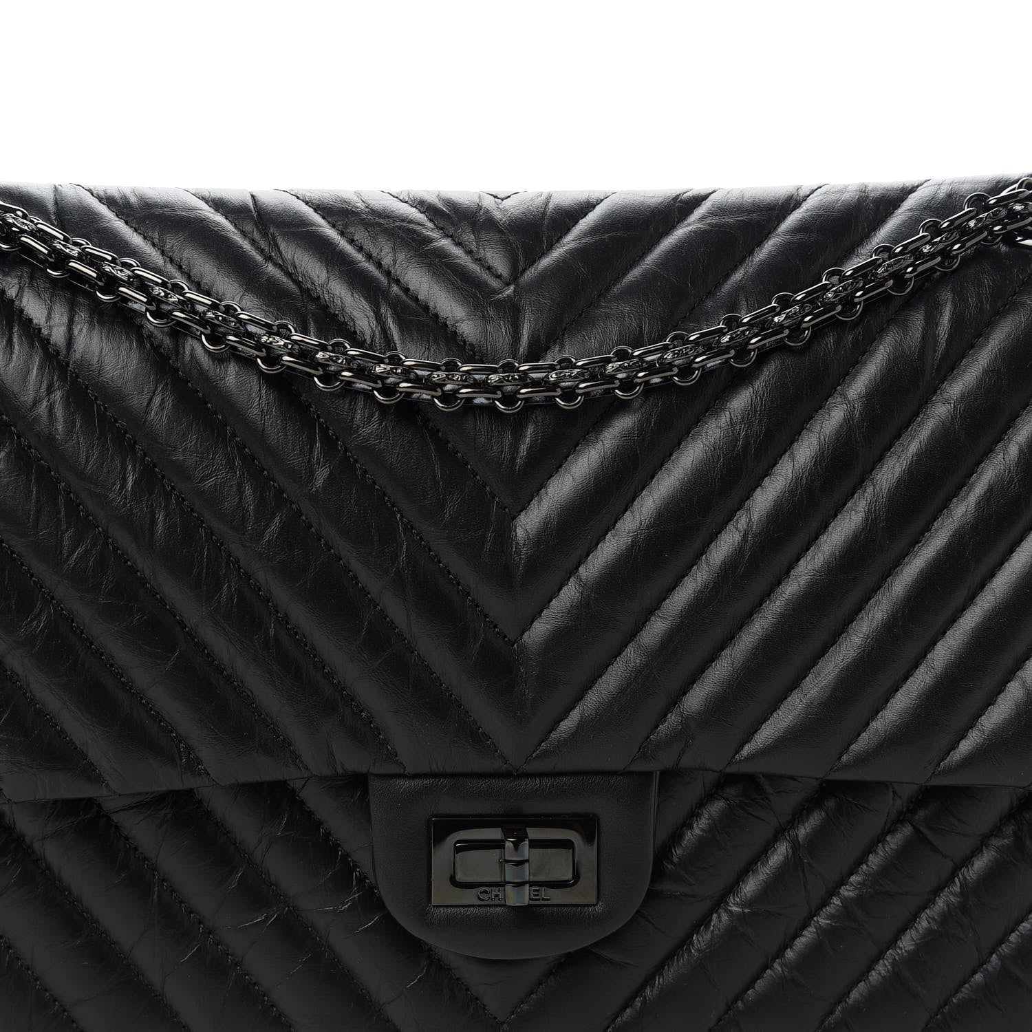 Chanel Aged Calfskin Chevron Quilted 2.55 Reissue 226 So Black 10 of 10