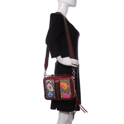 Gucci GG Supreme Monogram Flora Web Small Ophidia Top Handle Shoulder Bag Hibiscus Red 2 of 10