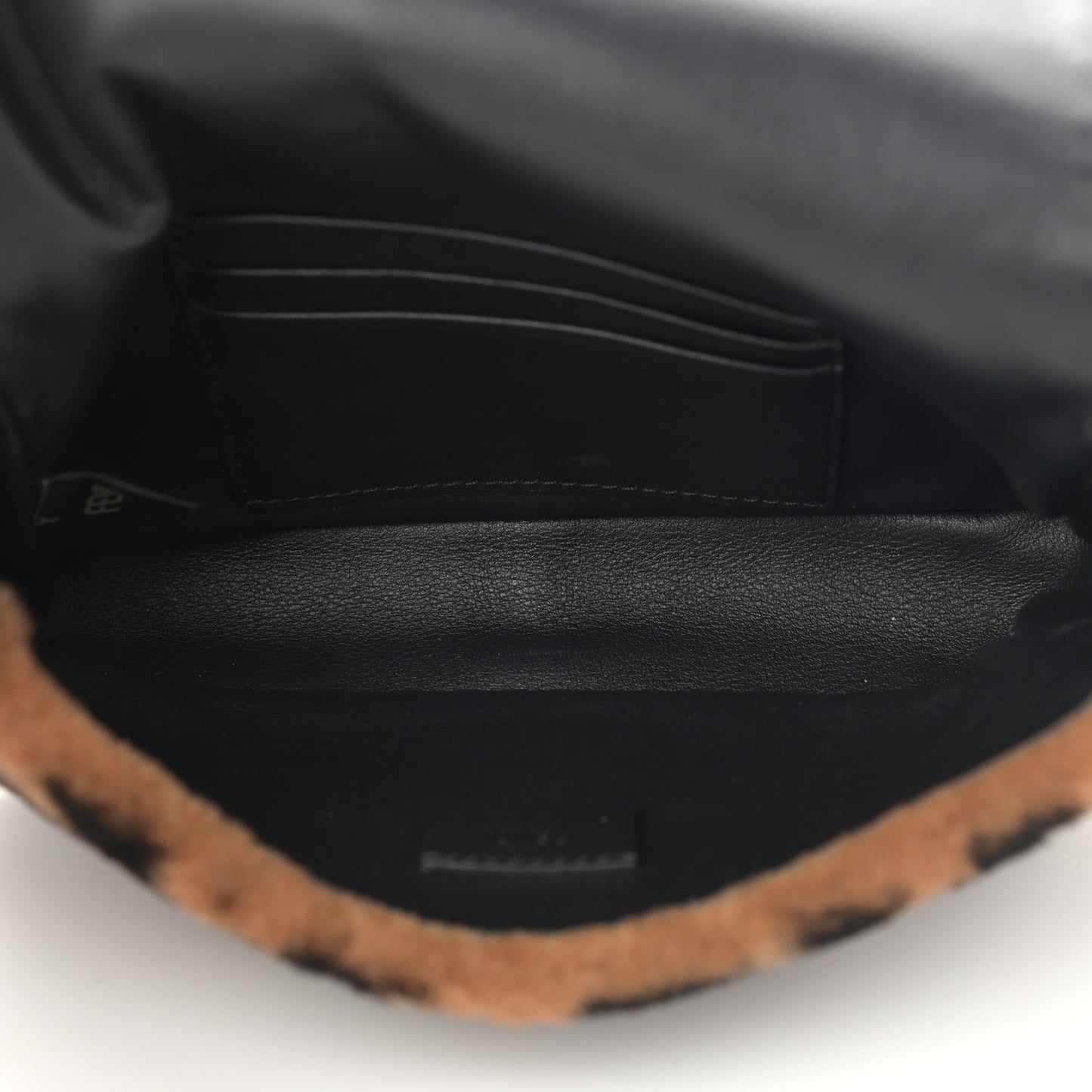 Shearling Vitello Dolce Macro FF 1974 Mini Baguette Tobacco Black