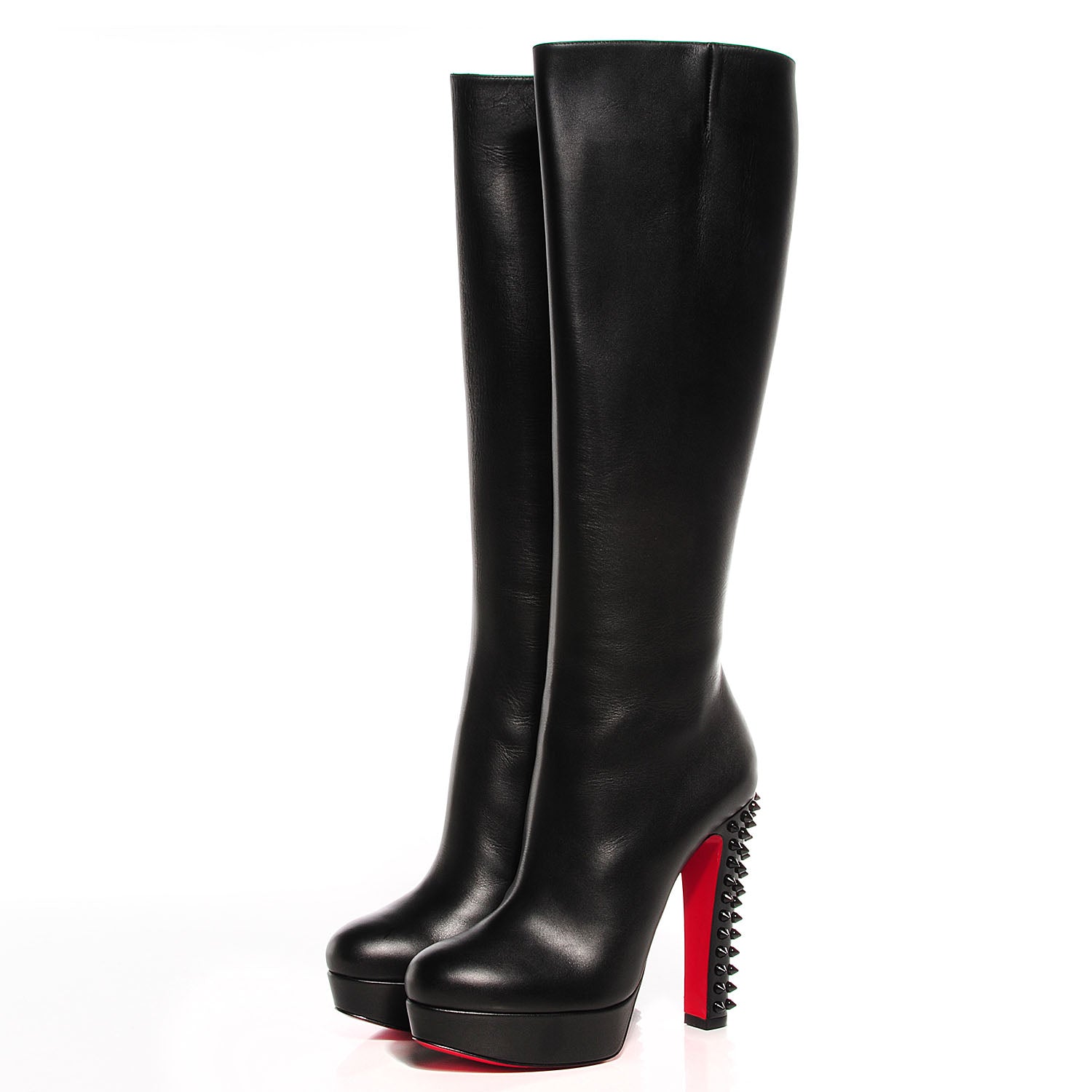 Christian Louboutin Calfskin Taclou Botta 140 Knee Boots 38.5 Black 3 of 7