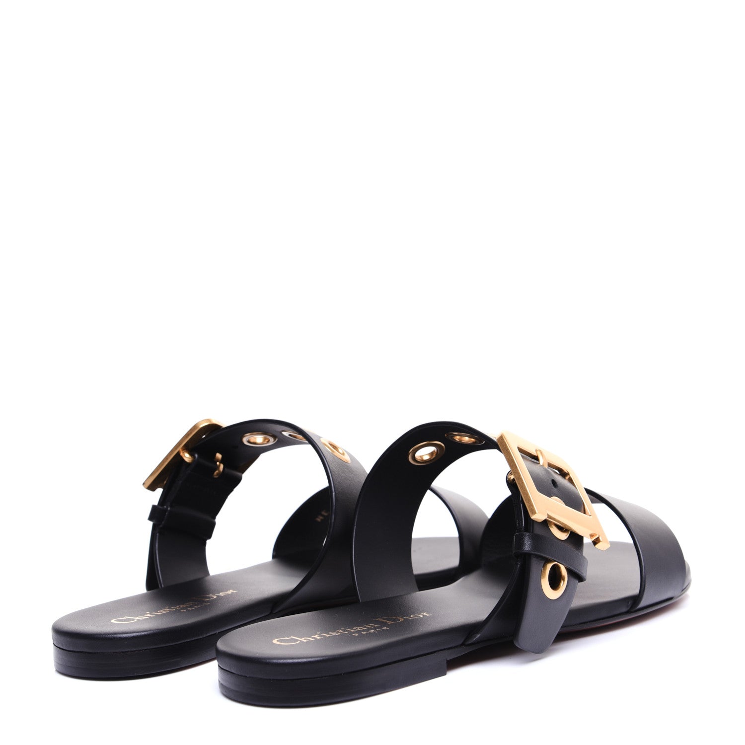 Christian Dior Calfskin D-Dior Slide Flat Sandals 36 Black 3 of 11