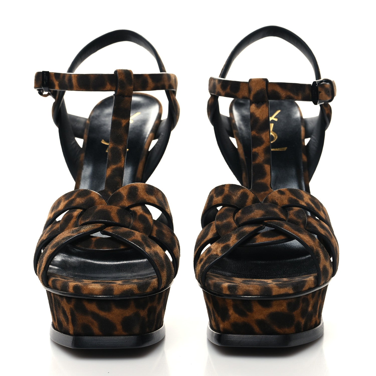Saint Laurent Pony Hair Leopard Print Tribute 105 Platform Sandals 37.5 Naturale 2 of 8
