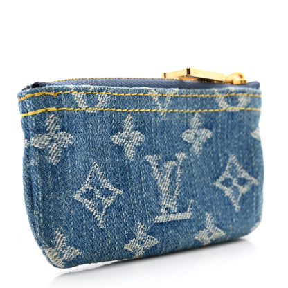Louis Vuitton Monogram Denim Key Pouch Denim Blue 3 of 8