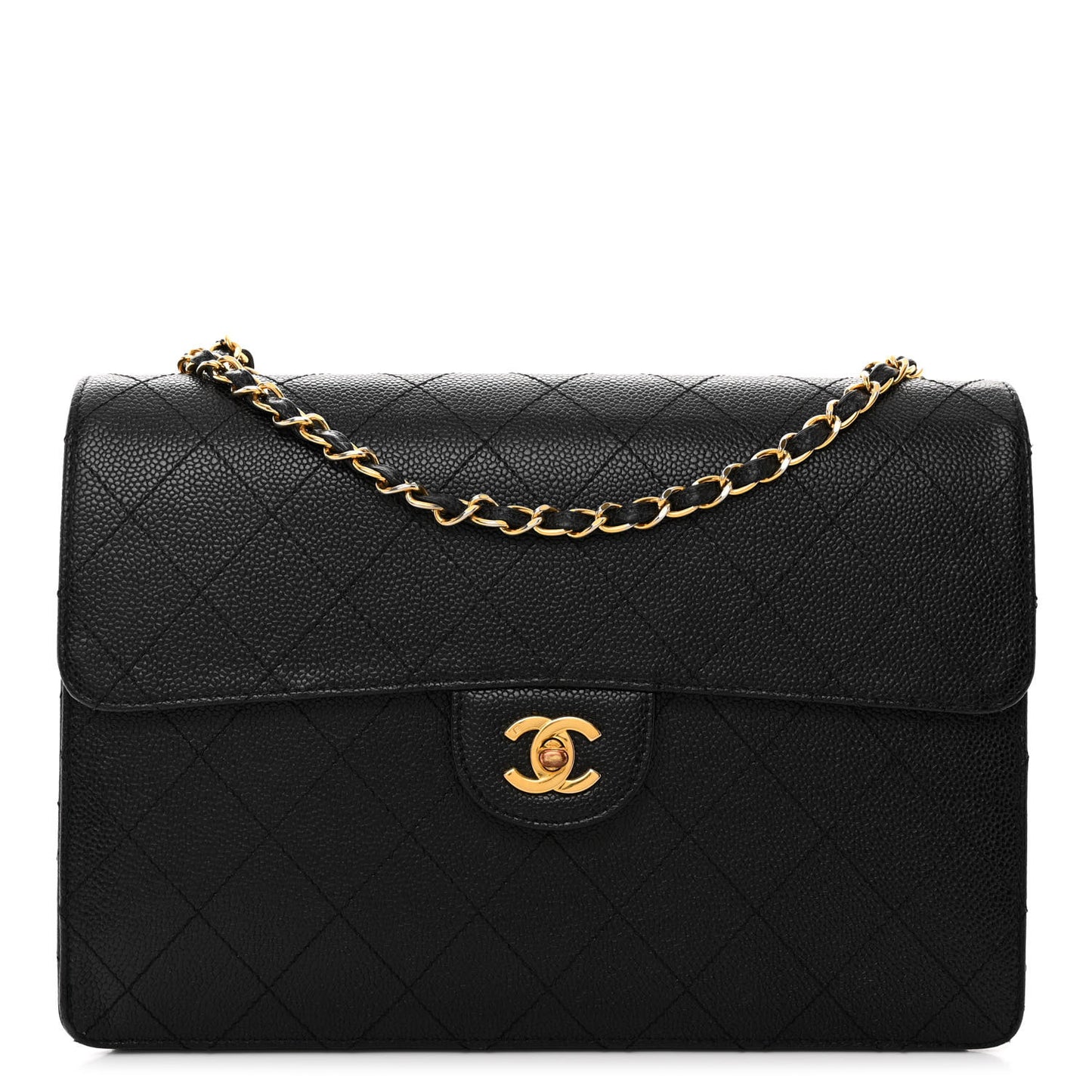 Caviar Stitch Jumbo Single Flap Black