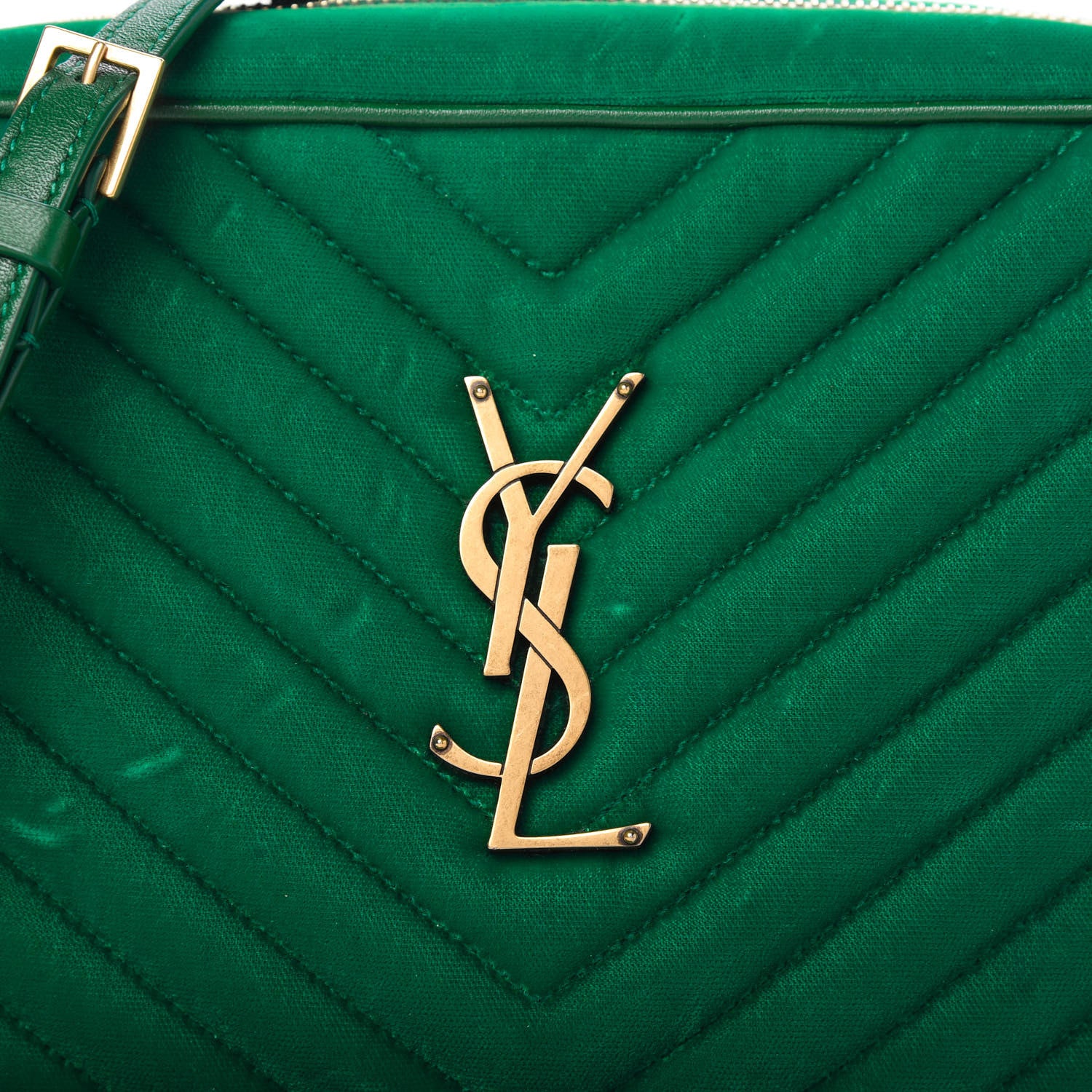 Saint Laurent Velvet Matelasse Monogram Lou Camera Bag Deep Malachite 10 of 10
