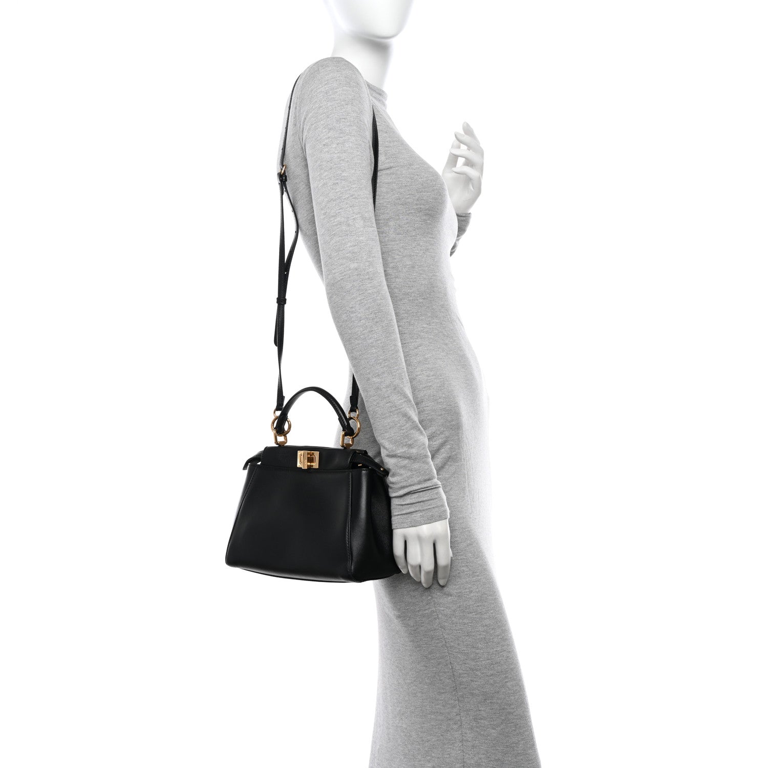 Fendi Nappa Mini Peekaboo Iconic Satchel Black 3 of 11