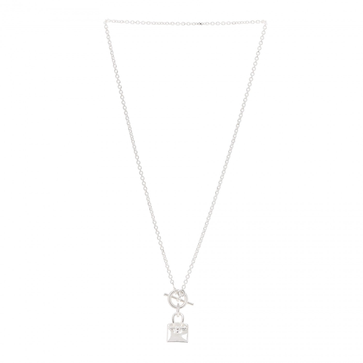 Hermes Sterling Silver Birkin Amulette Pendant Necklace 3 of 5
