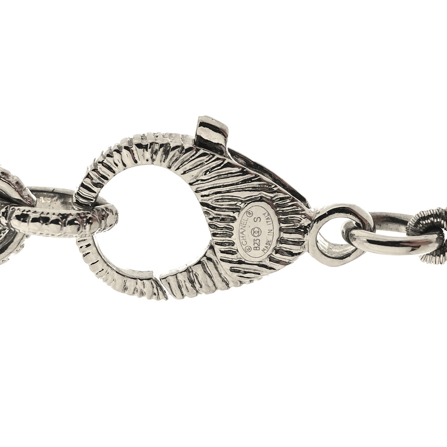 Pearl Crystal CC Choker Necklace Silver