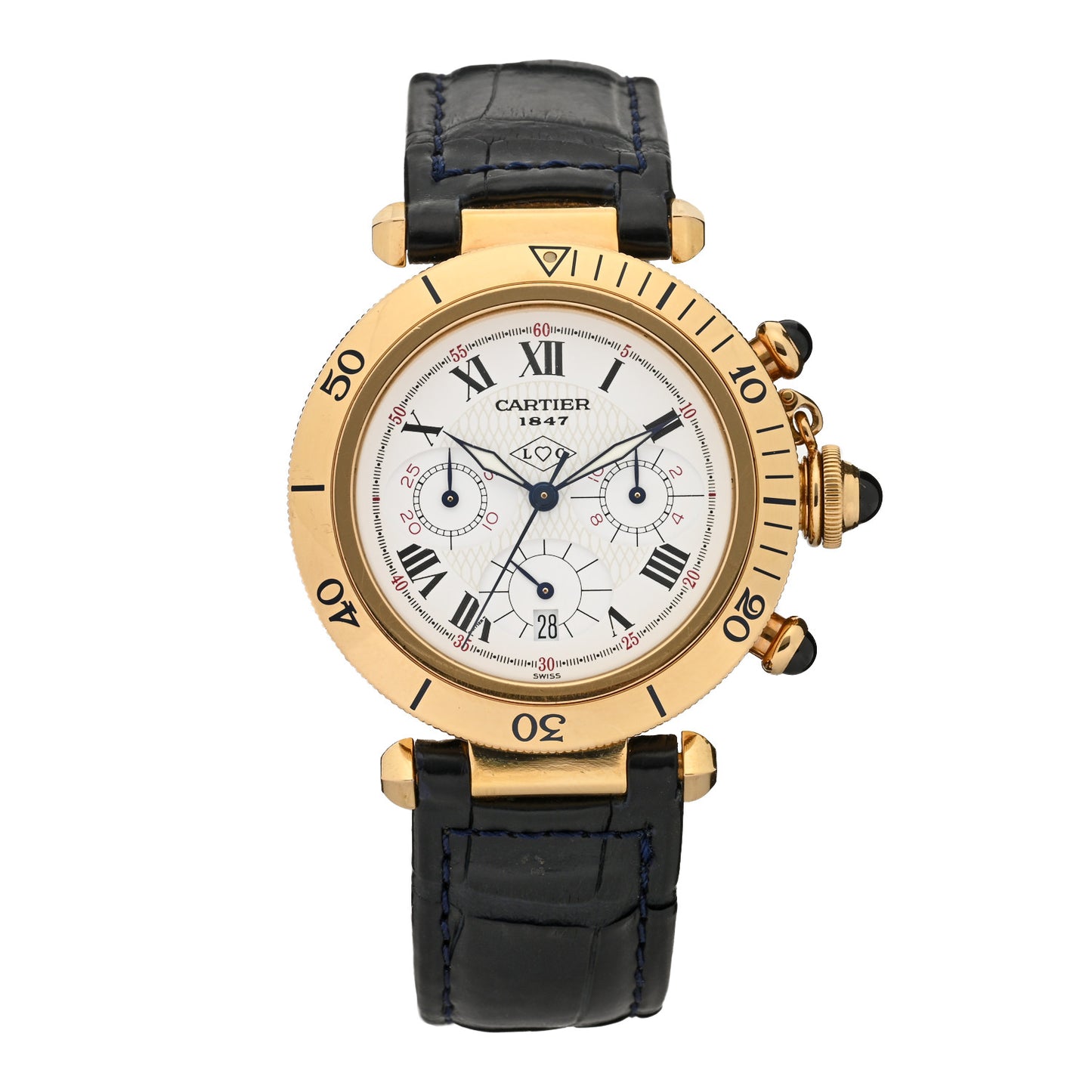 18K Yellow Gold Alligator 38mm Pasha Chronograph Quartz Watch
