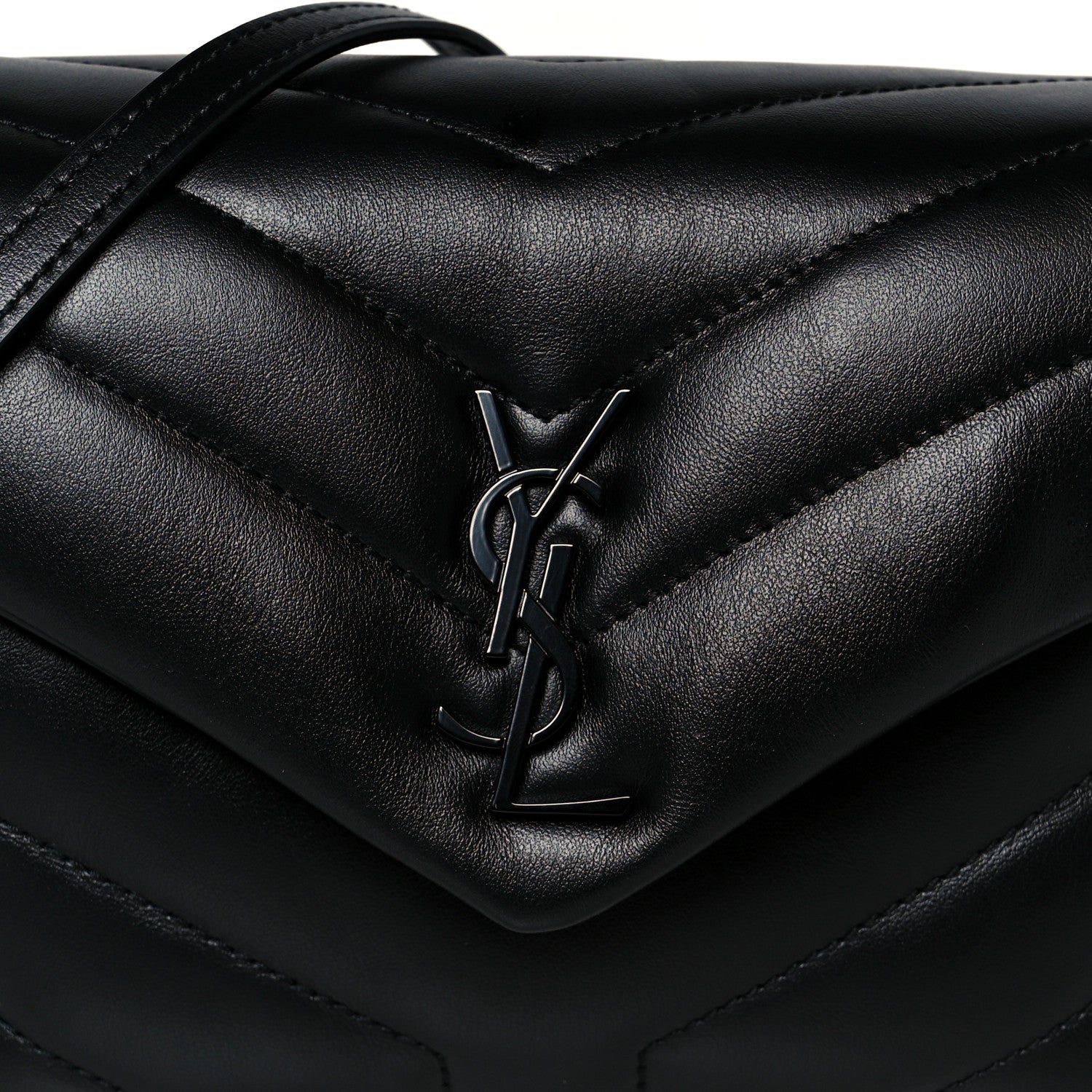 Saint Laurent Calfskin Y Quilted Monogram Monochrome Toy Loulou Crossbody Bag Black 9 of 12