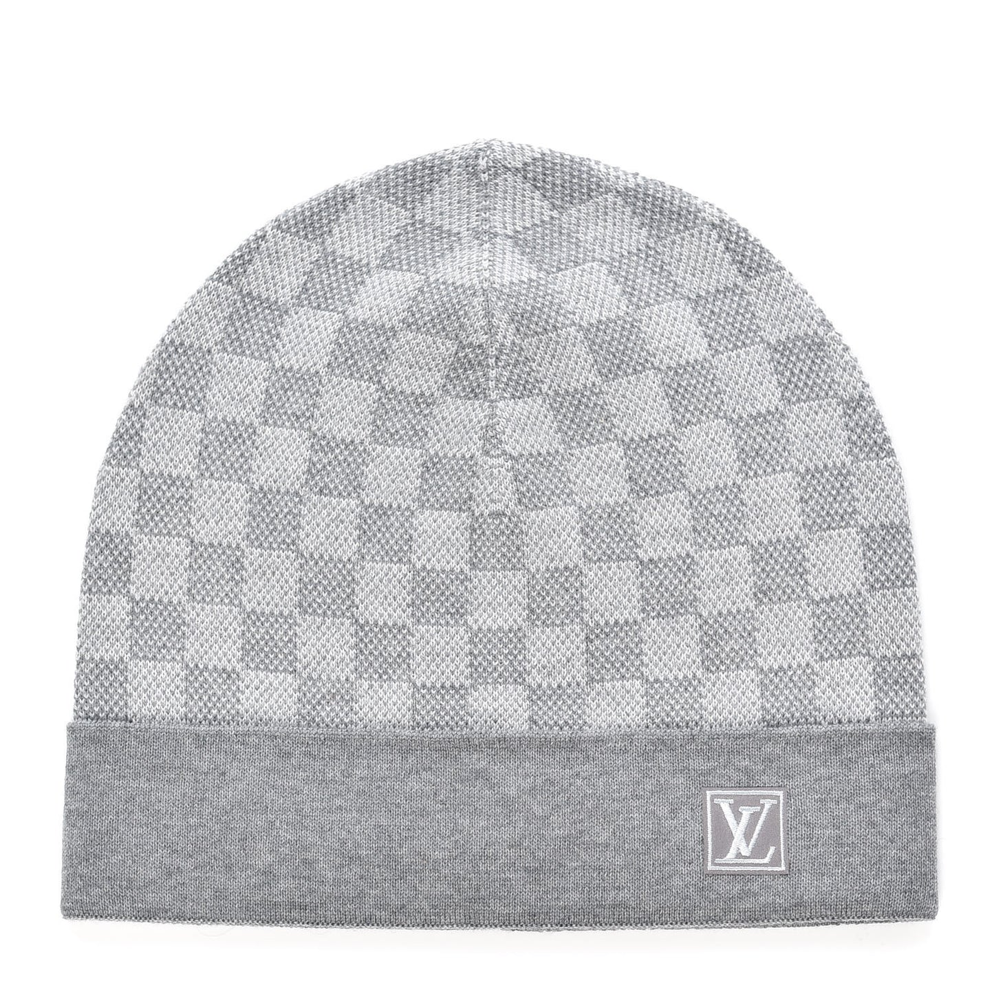 Wool Bonnet Petit Damier Beanie Hat Grey