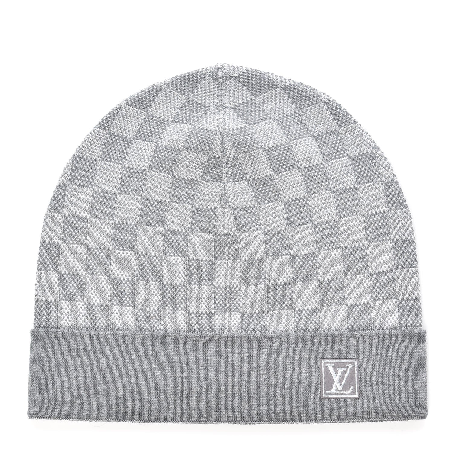 Louis Vuitton Wool Bonnet Petit Damier Beanie Hat Grey 1 of 4