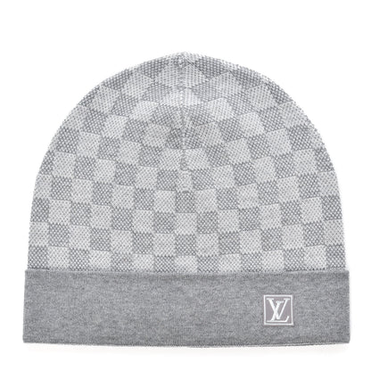 Louis Vuitton Wool Bonnet Petit Damier Beanie Hat Grey 1 of 4