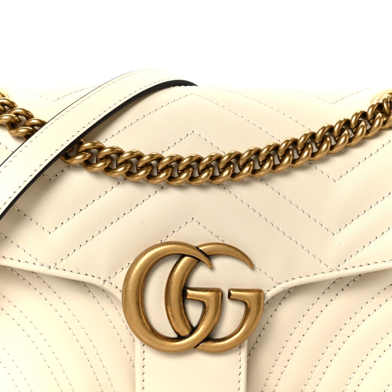 Gucci Calfskin Matelasse Small GG Marmont Shoulder Bag White 9 of 11