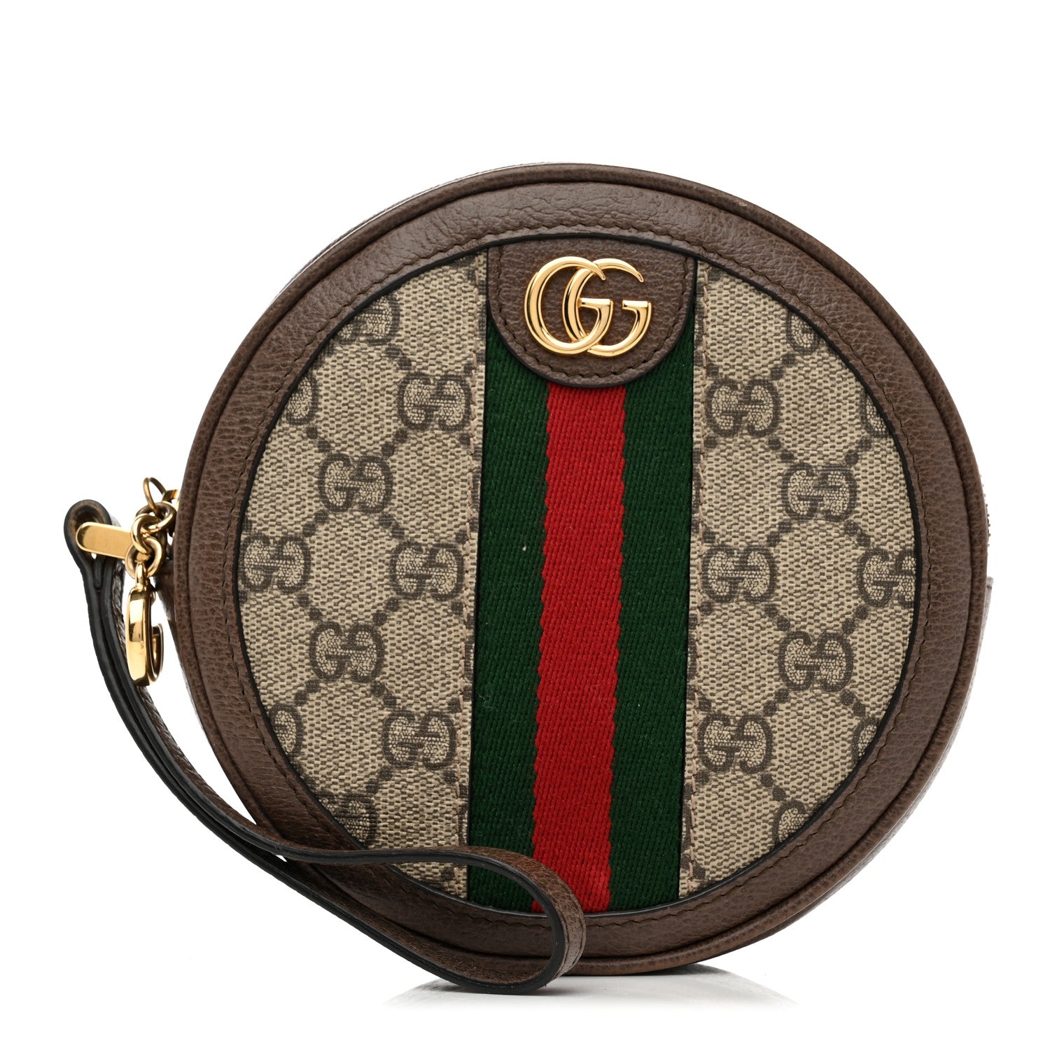 Gucci GG Supreme Monogram Web Ophidia Circle Wristlet Beige New Acero 1 of 10