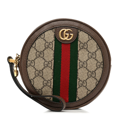 Gucci GG Supreme Monogram Web Ophidia Circle Wristlet Beige New Acero 1 of 10