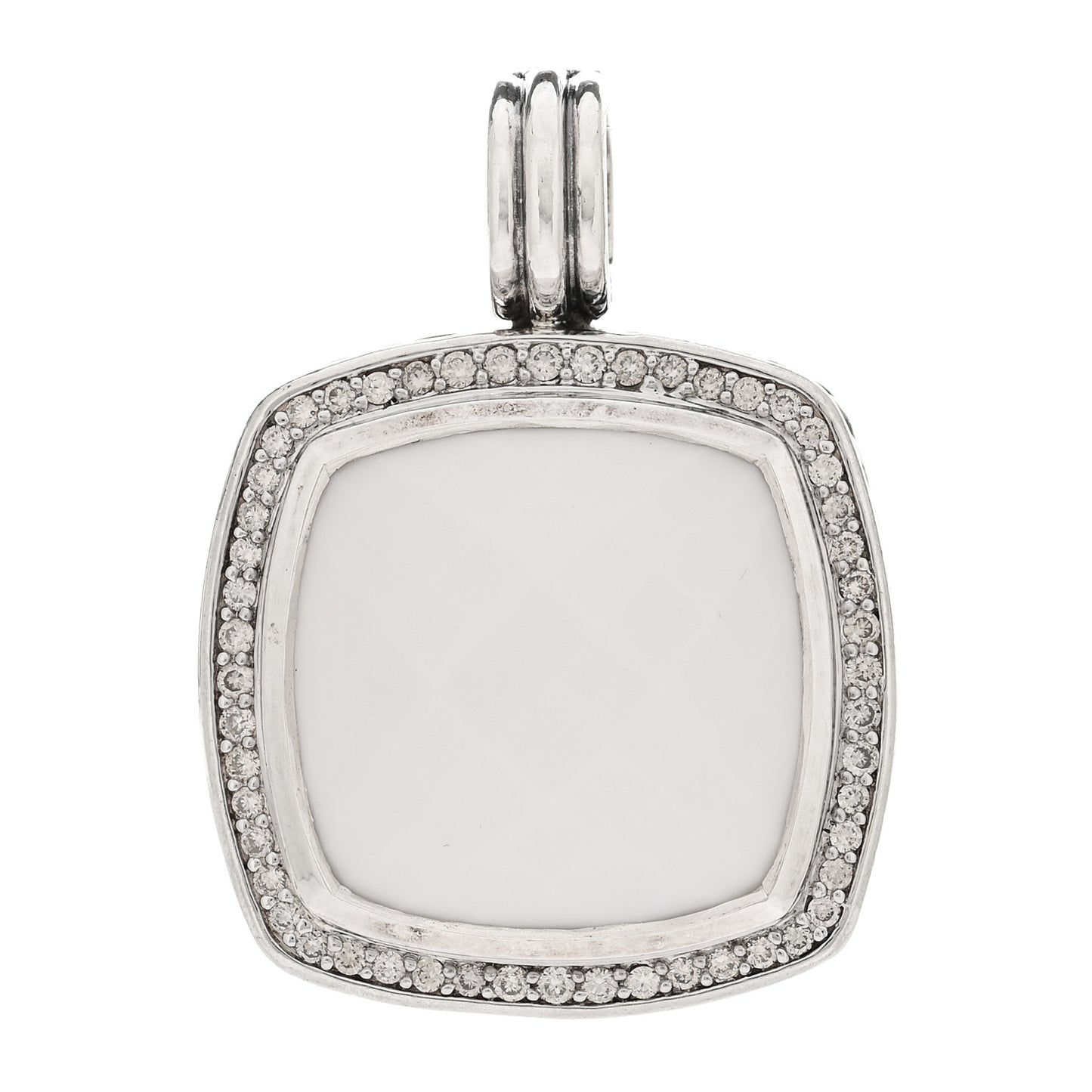 Sterling Silver Diamond White Agate 19mm Albion Enhancer Pendant