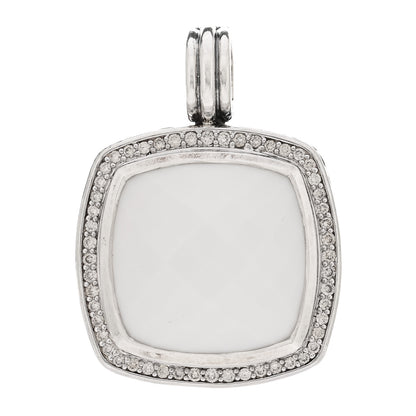 David Yurman Sterling Silver Diamond White Agate 19mm Albion Enhancer Pendant 1 of 3
