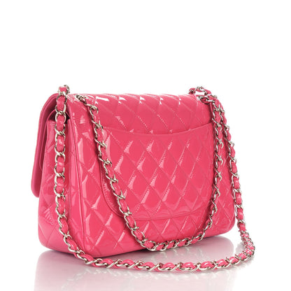 Chanel Patent Calfskin Quilted Jumbo Double Flap Fuchsia 3 of 8