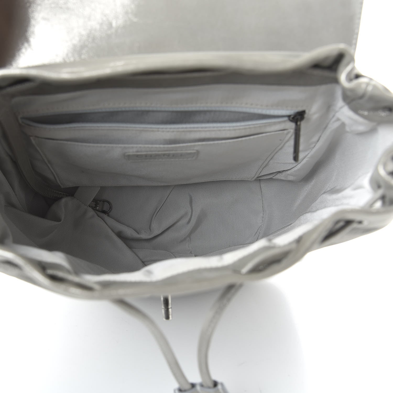 Chanel Metallic Iridescent Calfskin Chevron Quilted Small Urban Spirit Backpack Silver 4 of 9