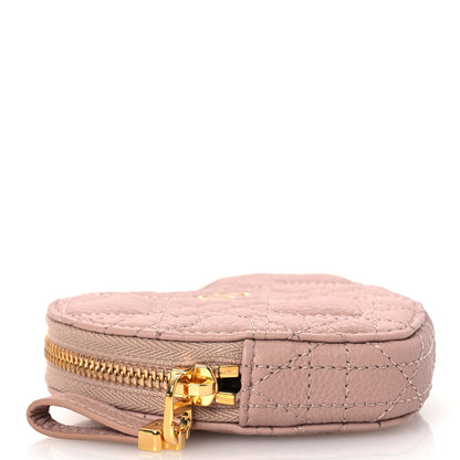 Christian Dior Calfskin Cannage Dioramour Caro Heart Pouch With Chain Rose Des Vents 4 of 12