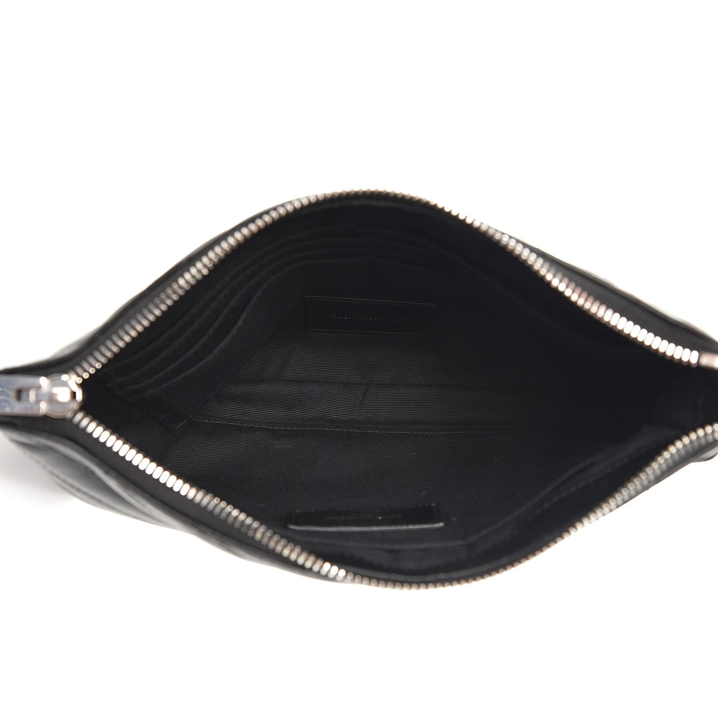 Calfskin Matelasse Chevron Monogram A5 Wristlet Black